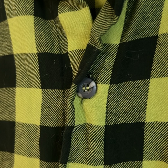 Eleven-Stitch /slime green /medium /big check 3/4 sleeve flannel- made in USA - Picture 3 of 6